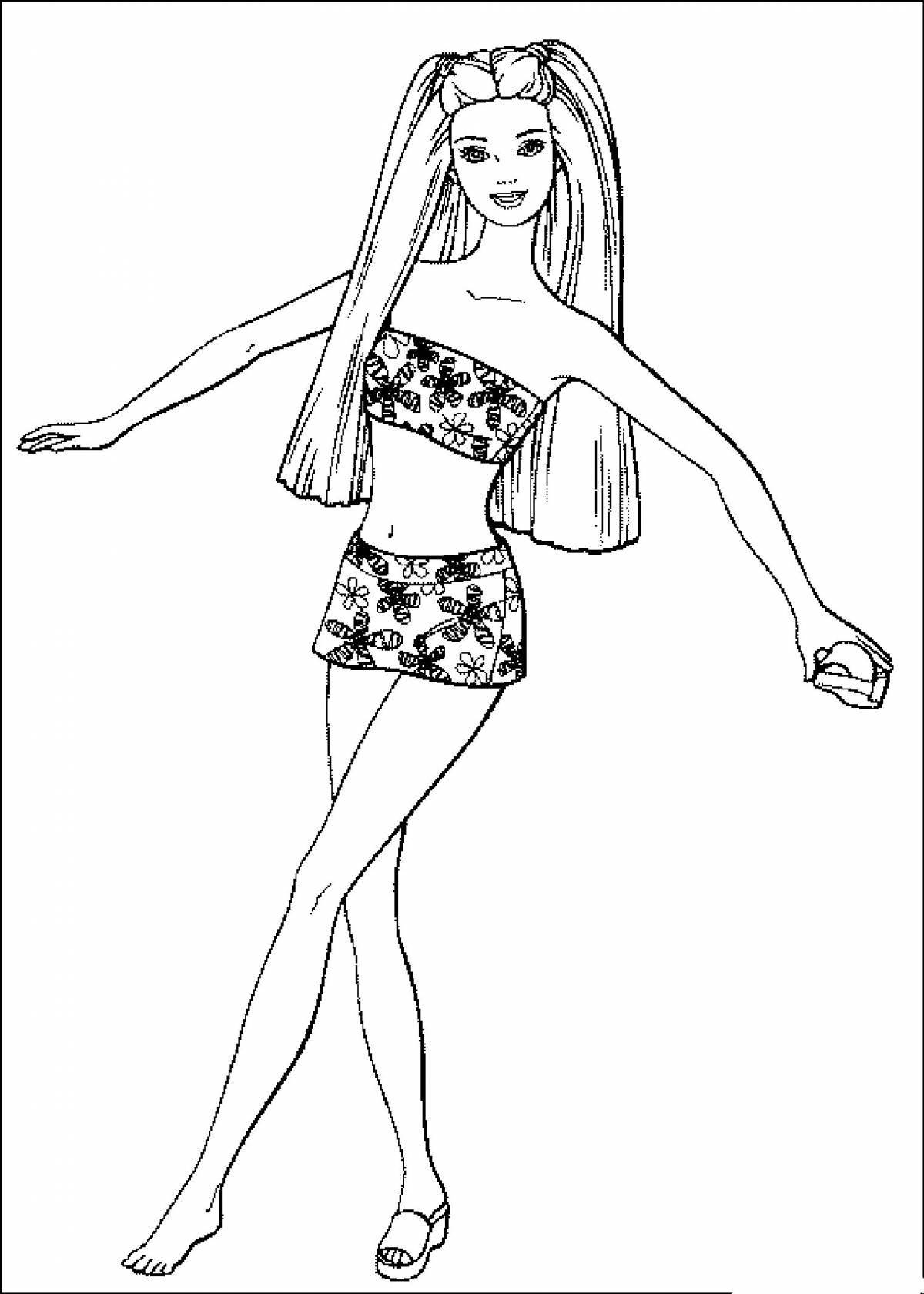 Coloring playful doll in a bathing suit