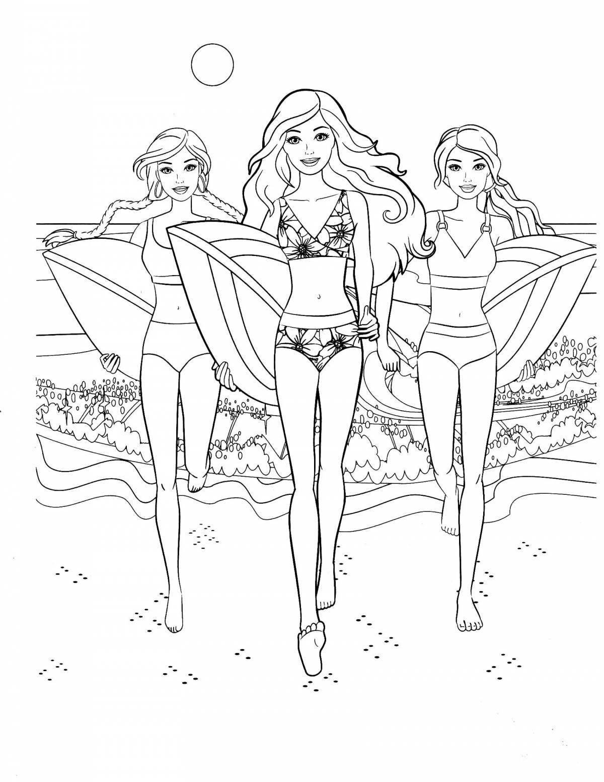 Coloring page brave doll in a bathing suit