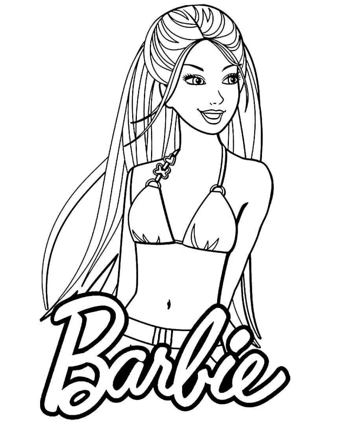 Coloring book shiny doll in a bathing suit