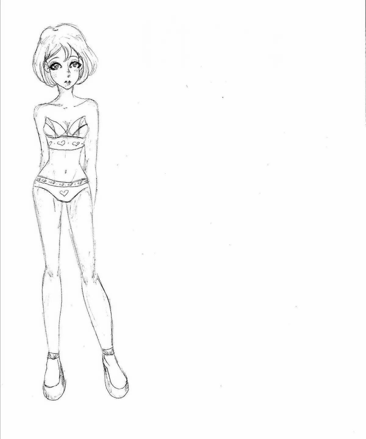 Coloring page dazzling doll in a bathing suit