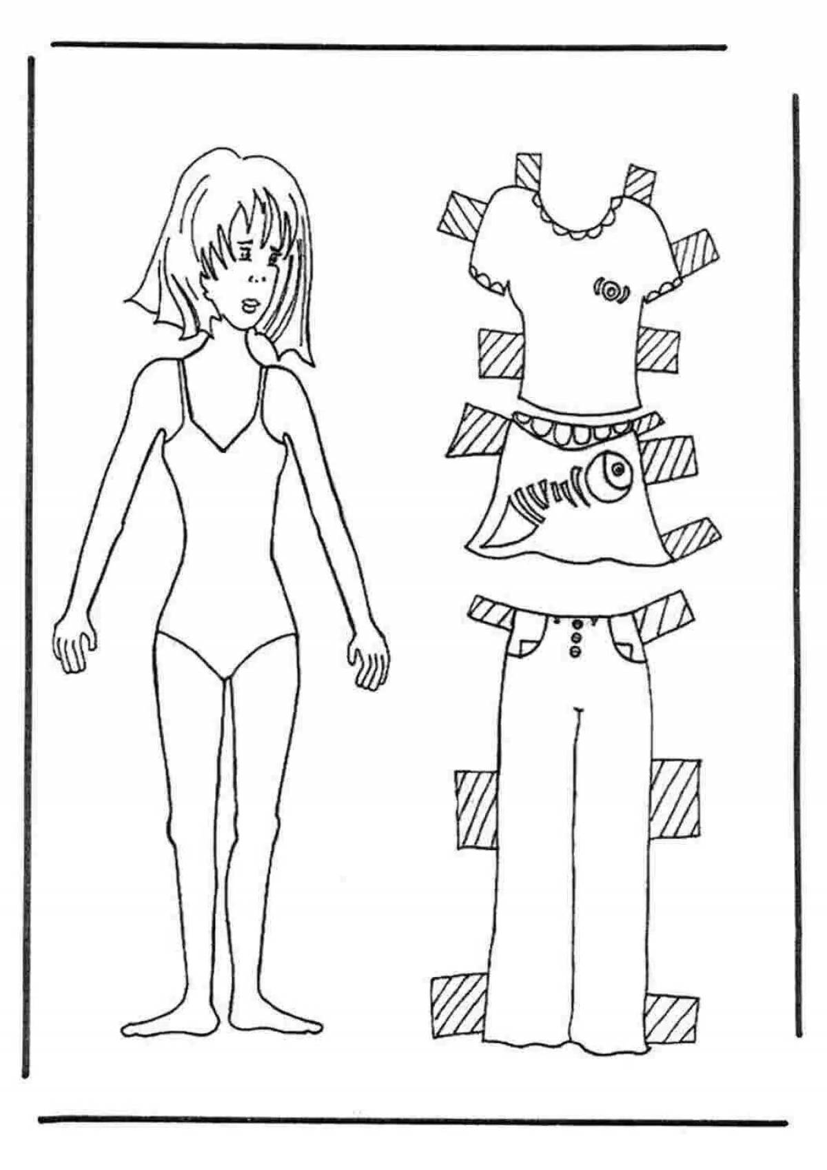 Coloring page mesmerizing doll in a bathing suit