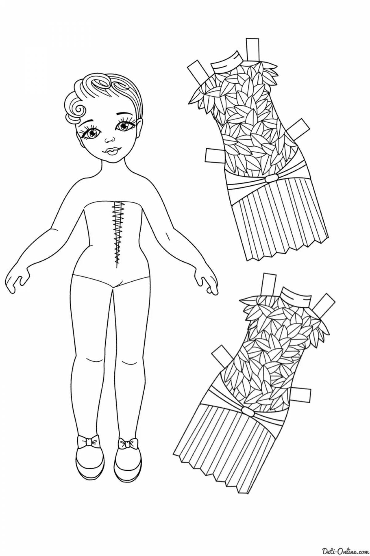 Coloring page charming doll in a bathing suit