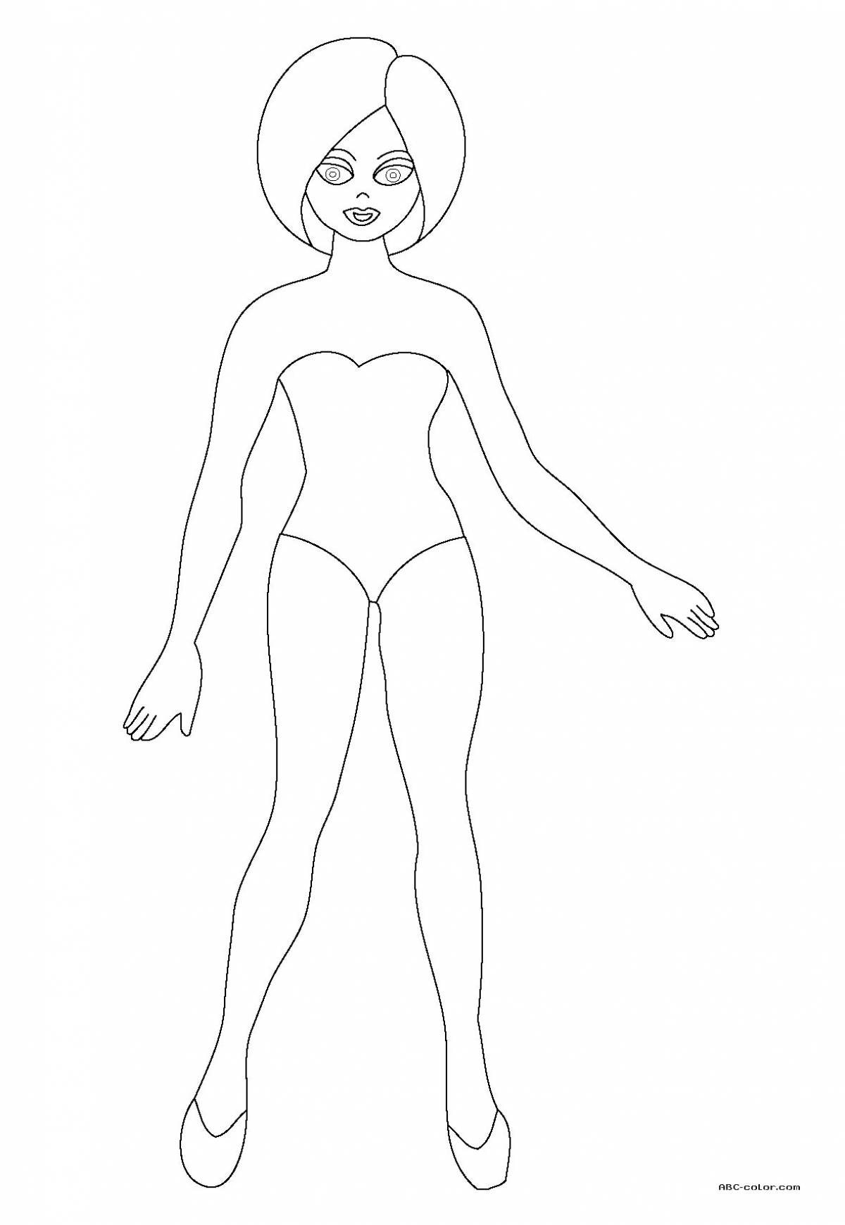 Coloring page magic doll in a bathing suit