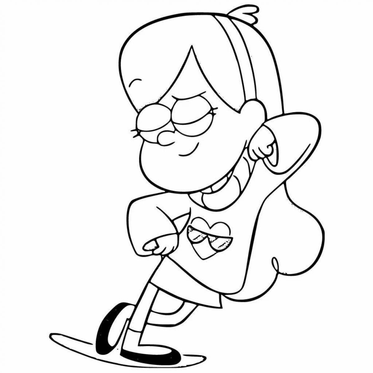 Colorful mabel gravity falls coloring page