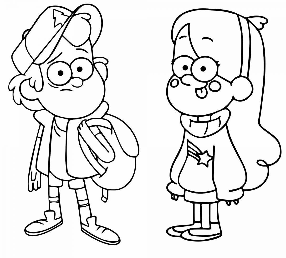 Playful mabel gravity falls coloring page