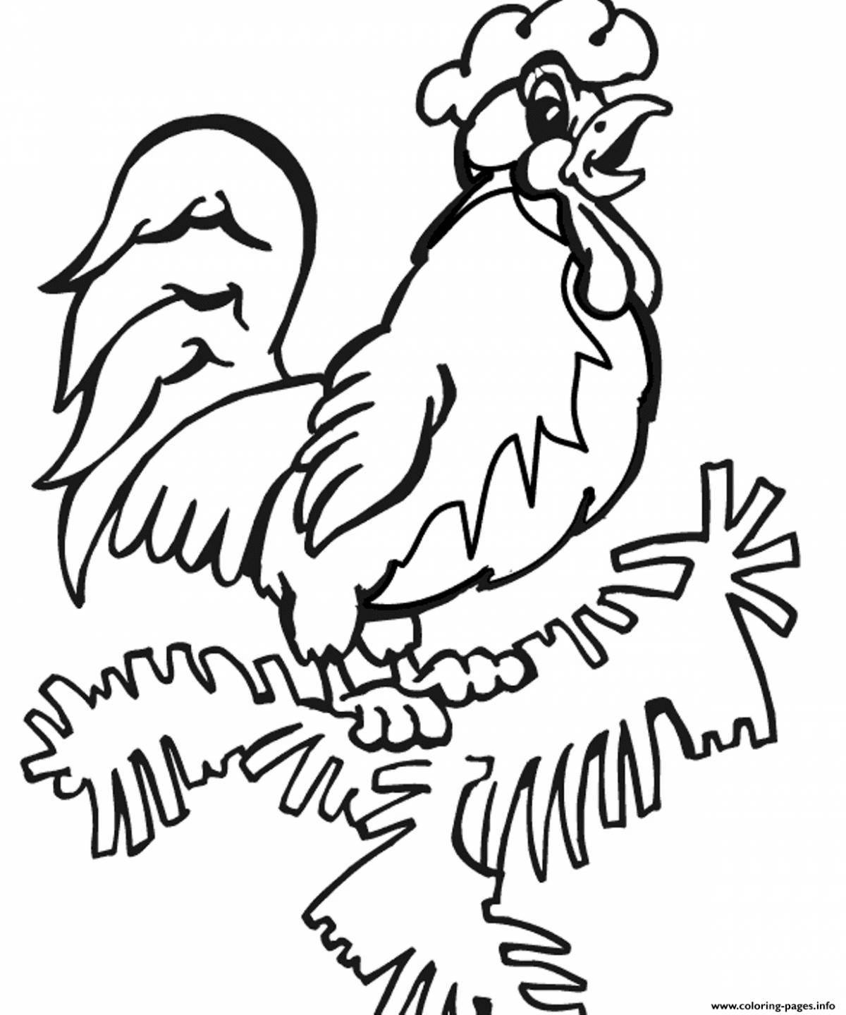 Coloring book shining rooster