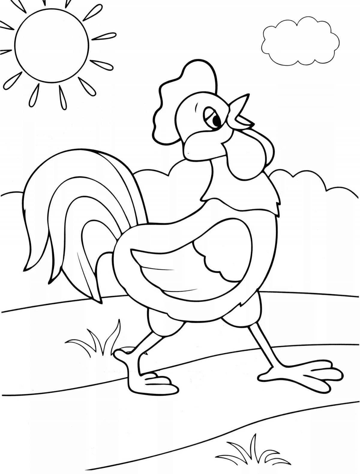Awesome rooster coloring page