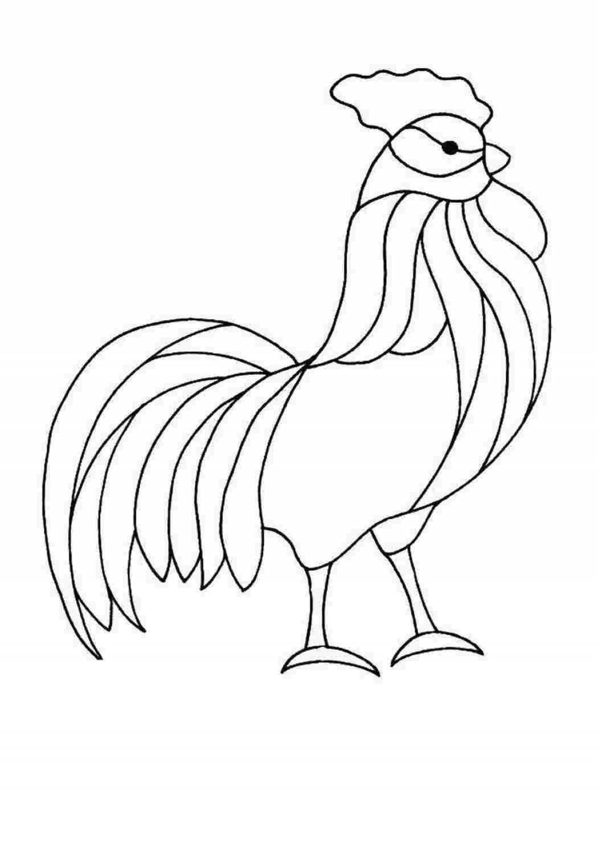 Coloring page of an attractive rooster