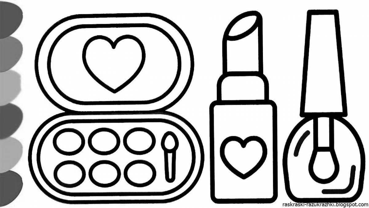 Coloring page exquisite cosmetics for ducks