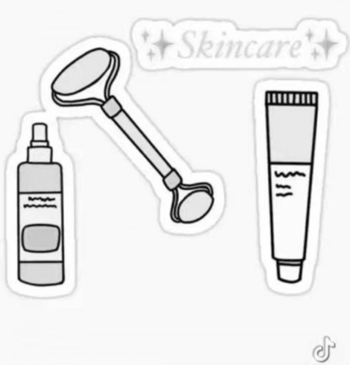 Coloring page funny cosmetics for duck