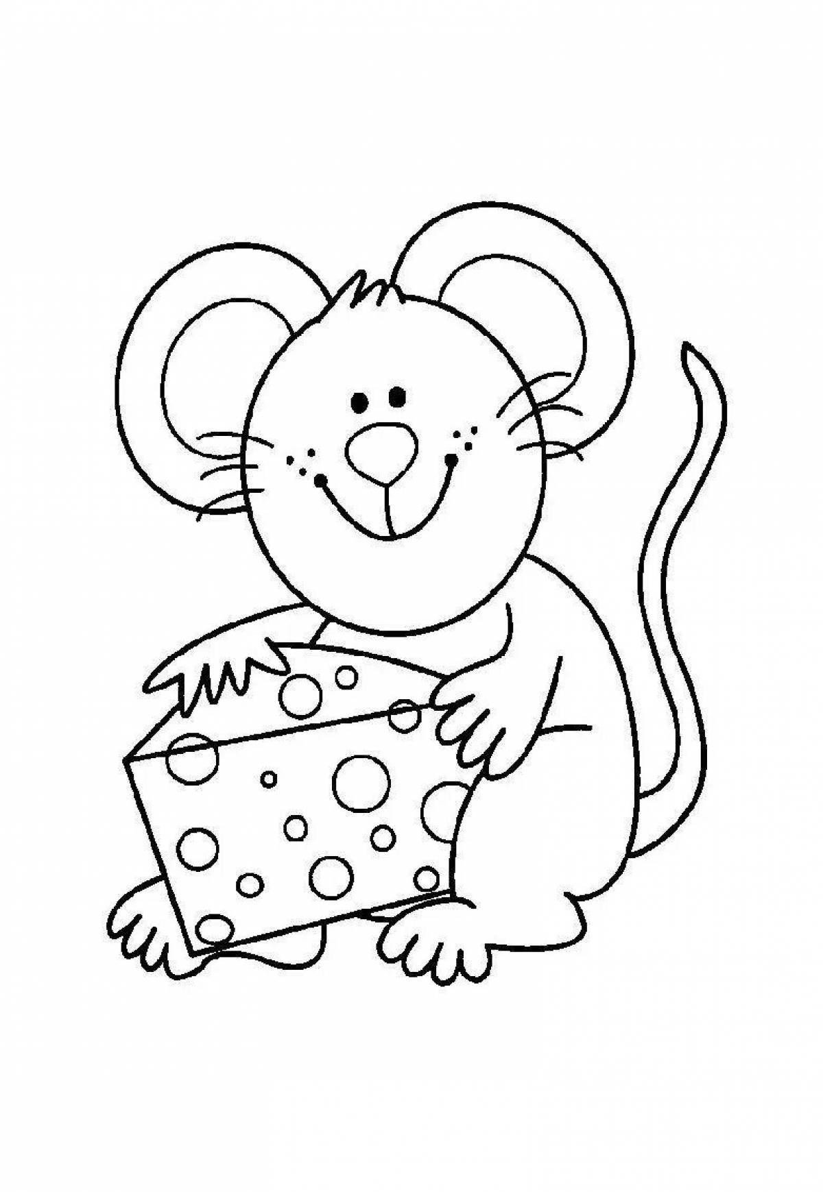 Красочная раскраска мышь для детей