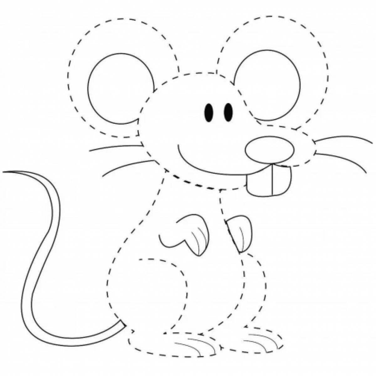 Цветолюбивая мышь-раскраска для детей