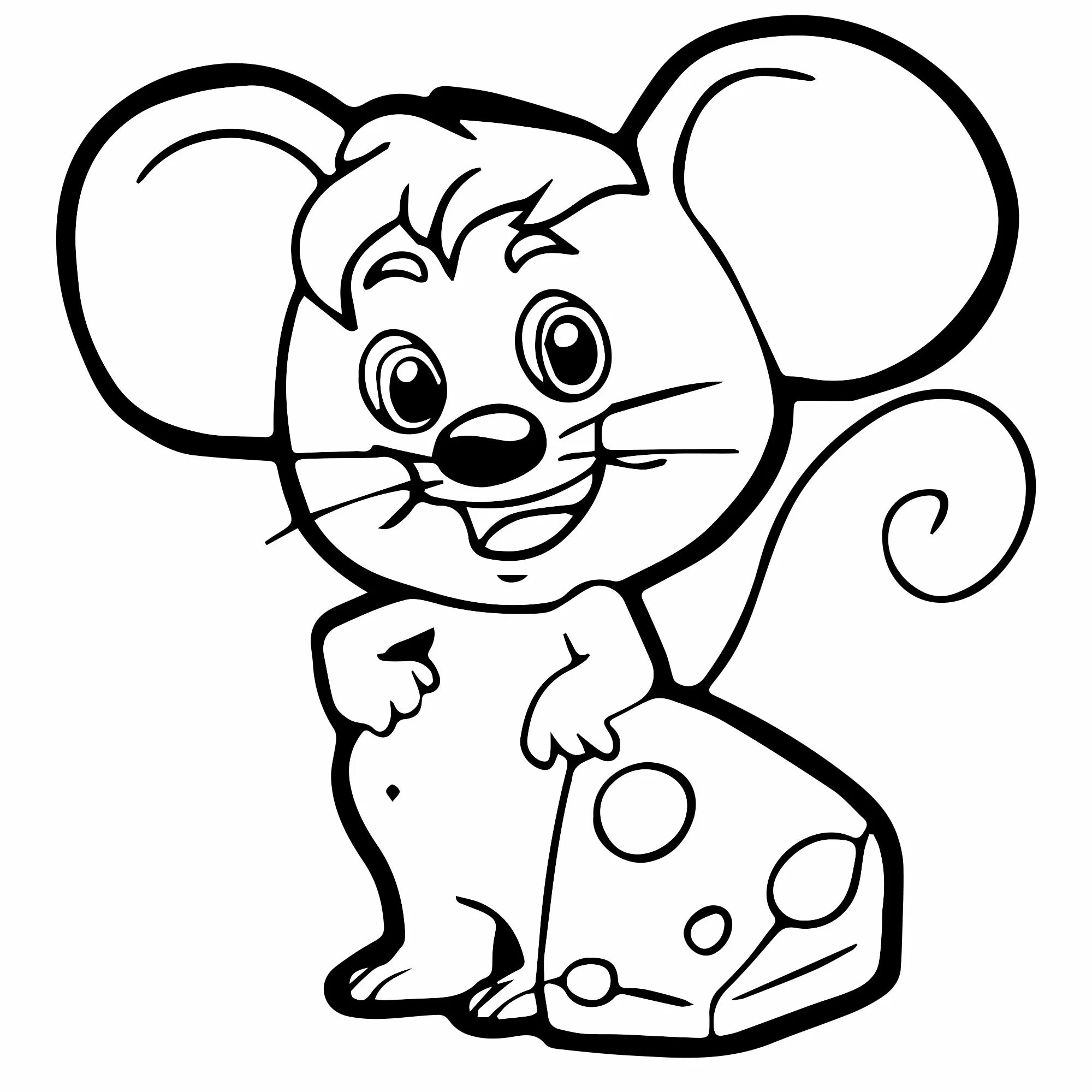 Цветная яркая раскраска мышь для детей