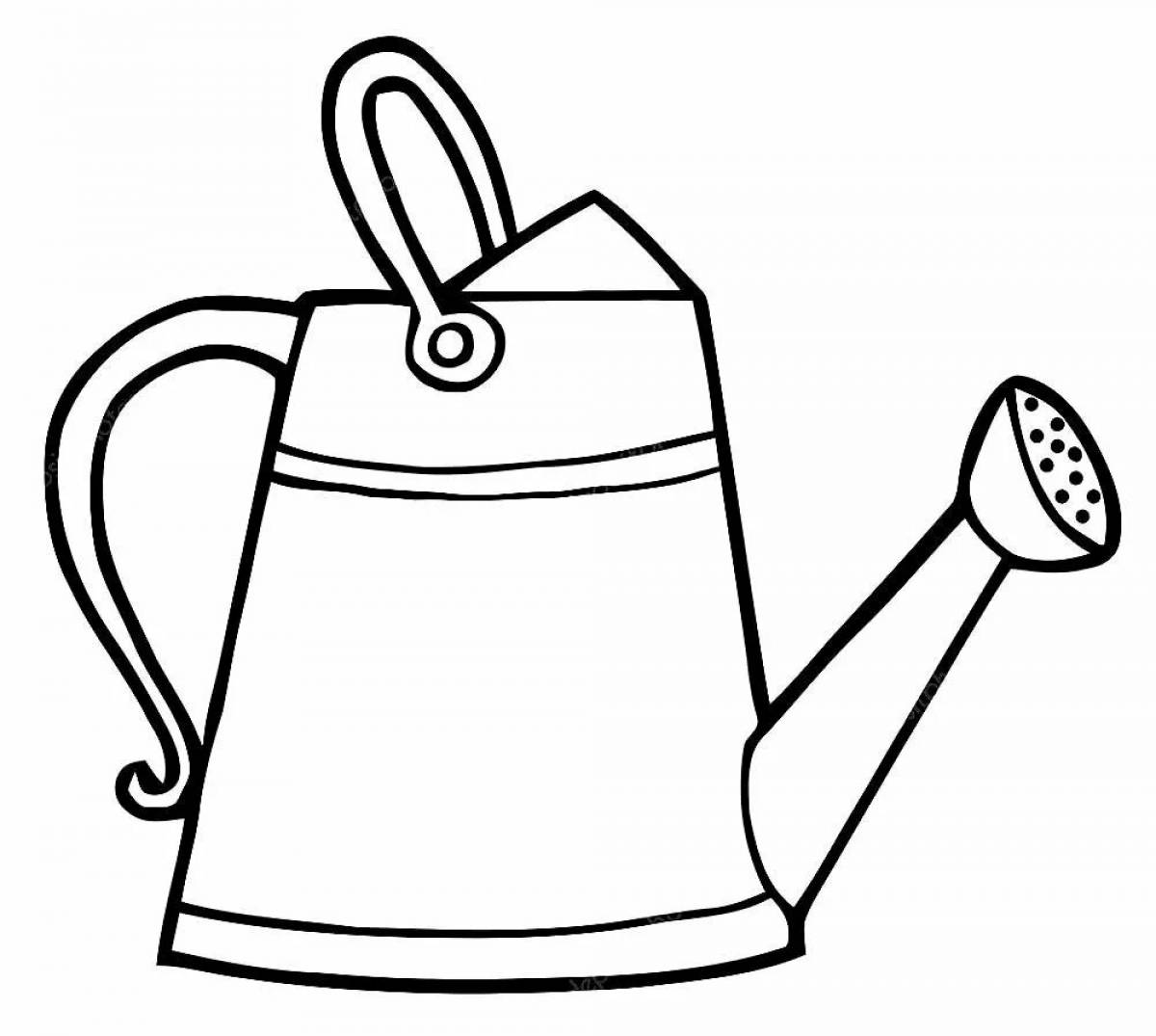 Colorful watering can coloring for kids