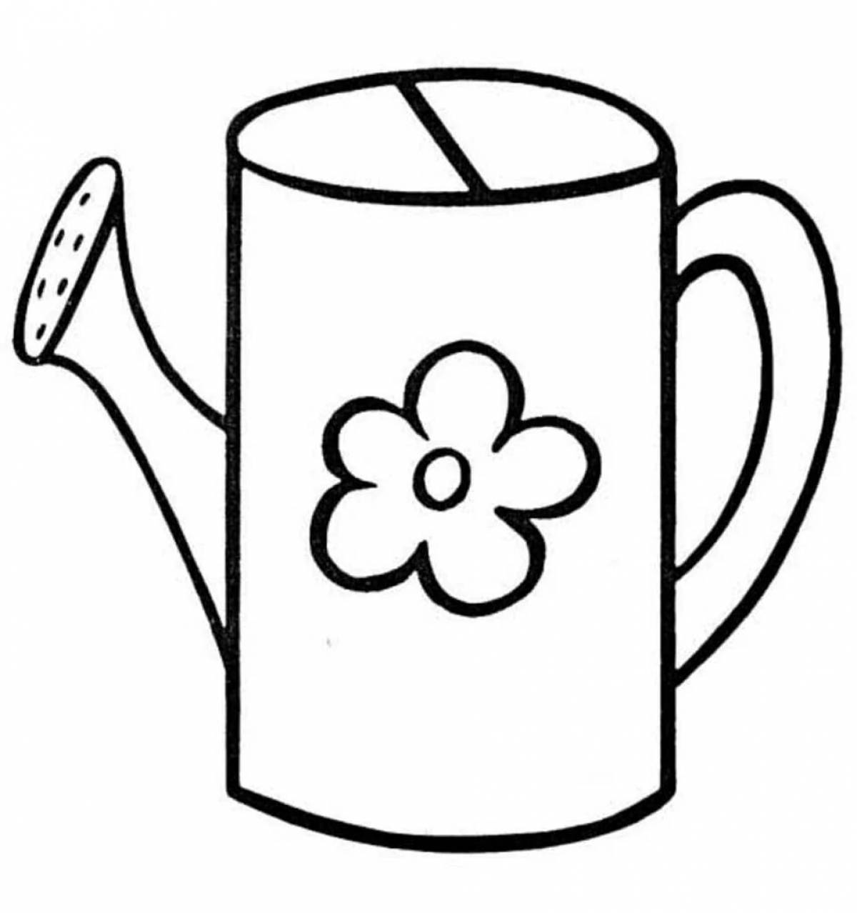 Fairy watering can coloring for kids