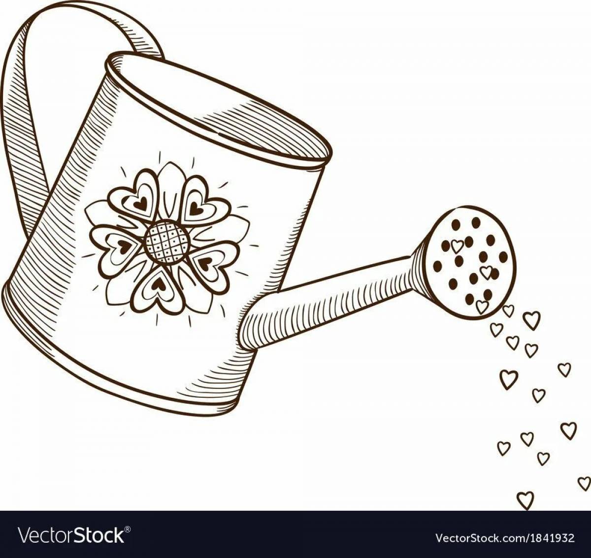 Cute watering can coloring book for kids