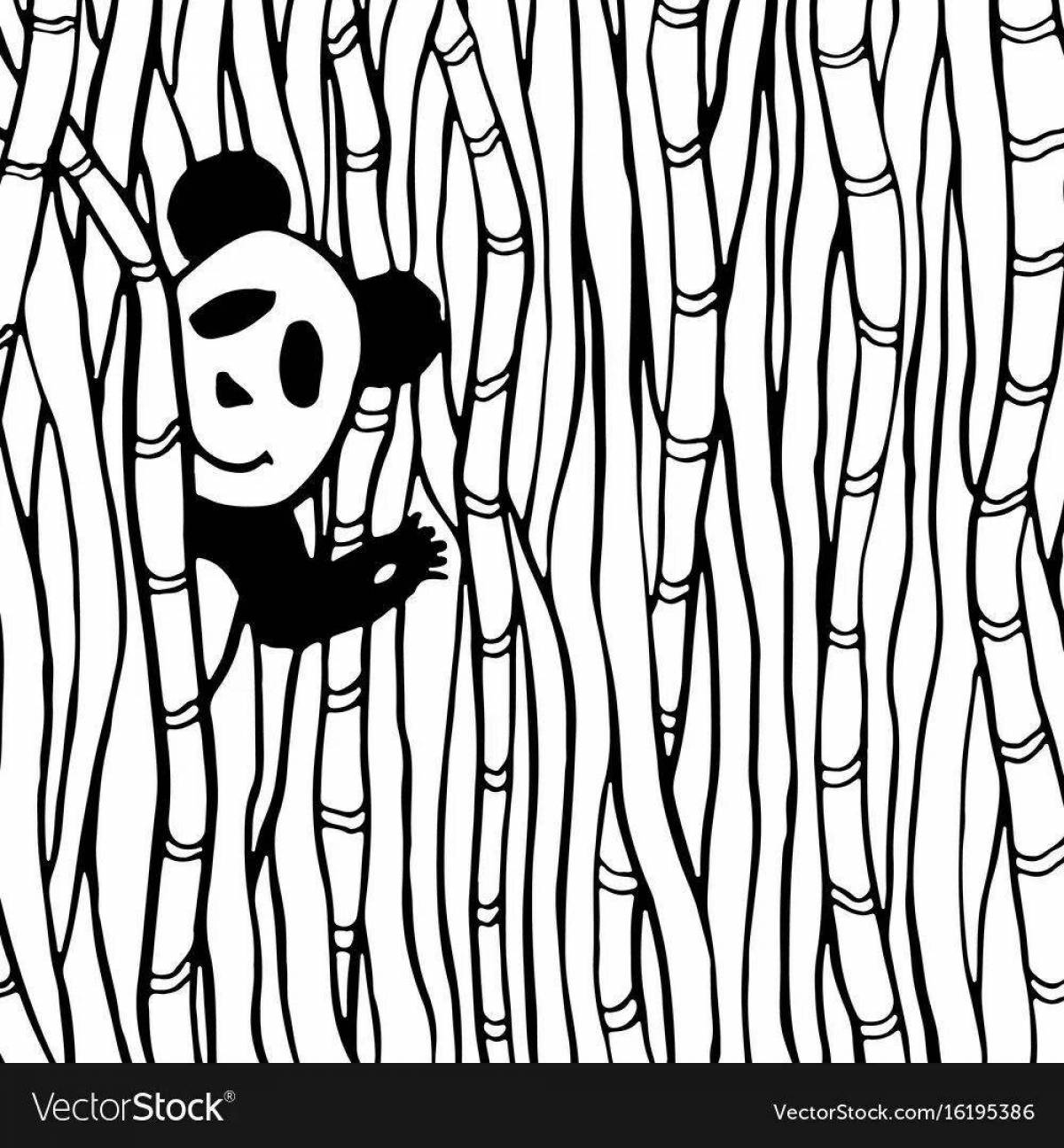 Живая панда-раскраска с бамбуком