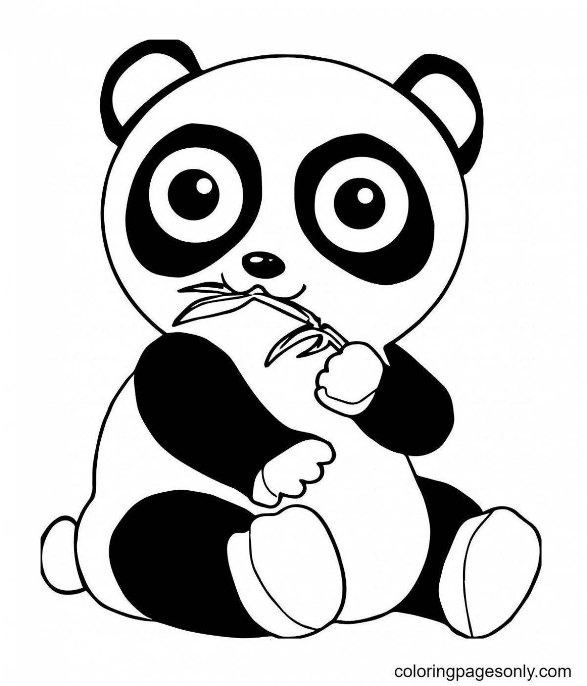 Adorable panda coloring book with bamboo