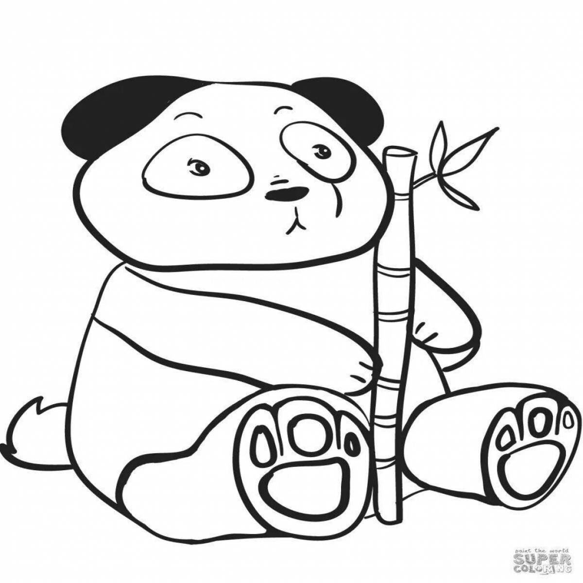 Coloring wild panda with bamboo