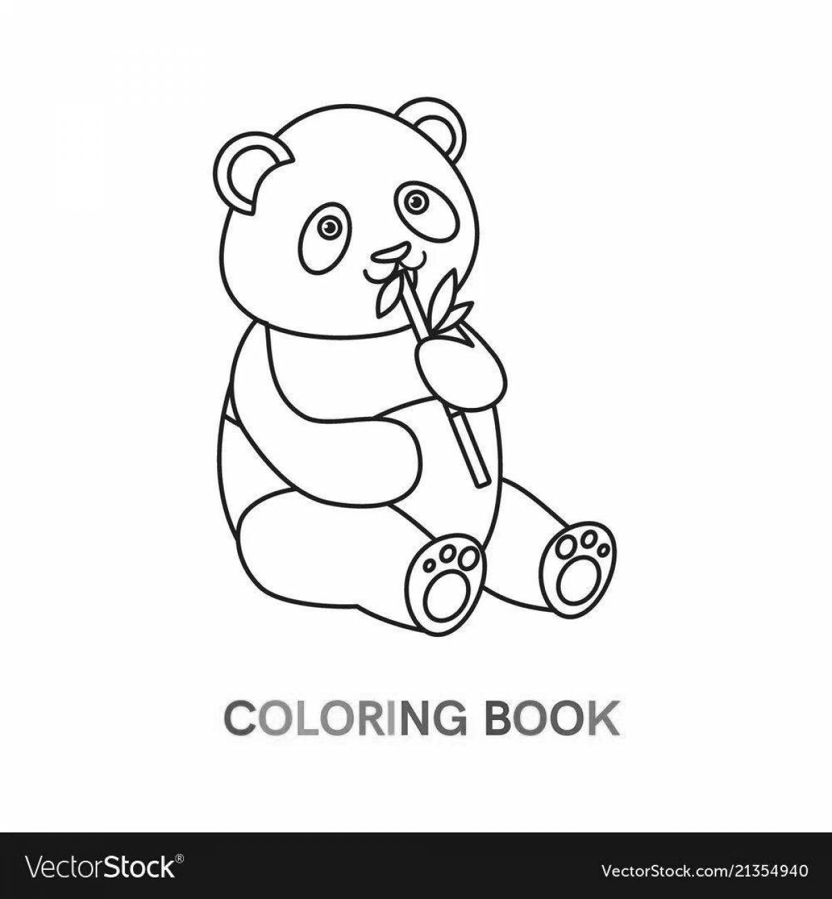 Colorful panda coloring book with bamboo