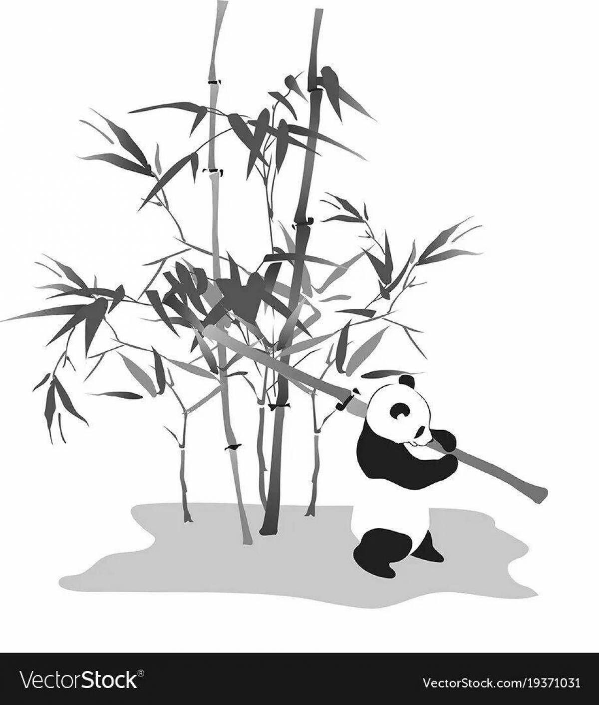 Awesome panda coloring book with bamboo