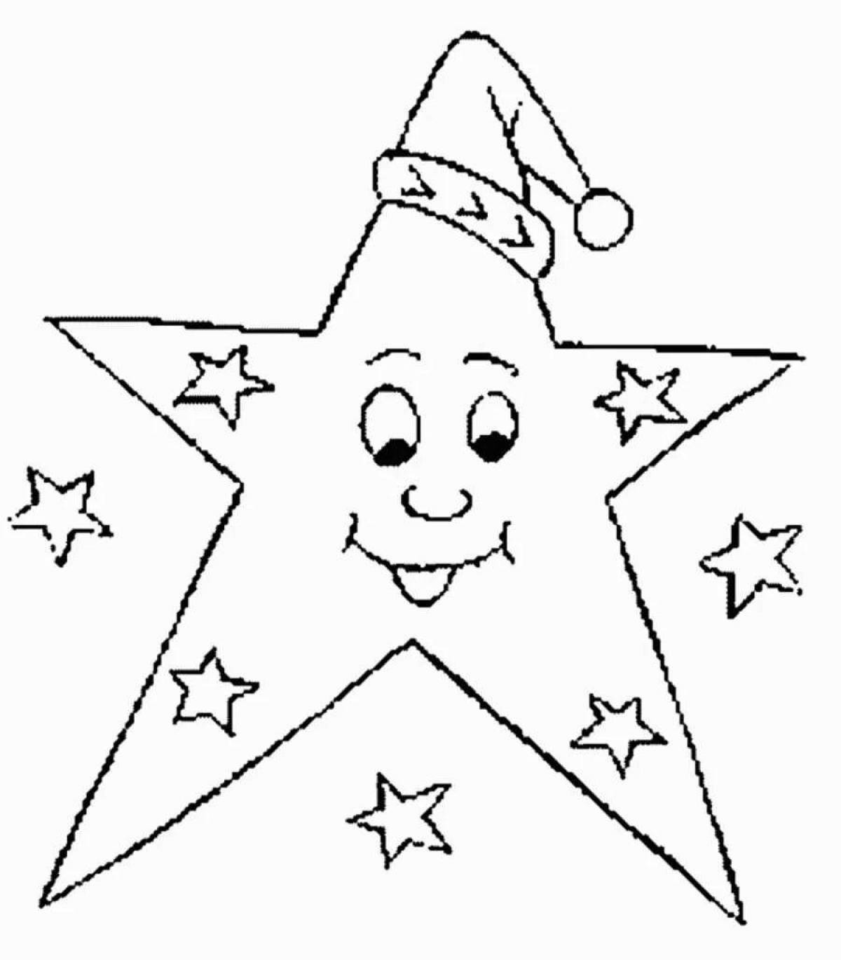 Раскраска сияющая звезда для детей