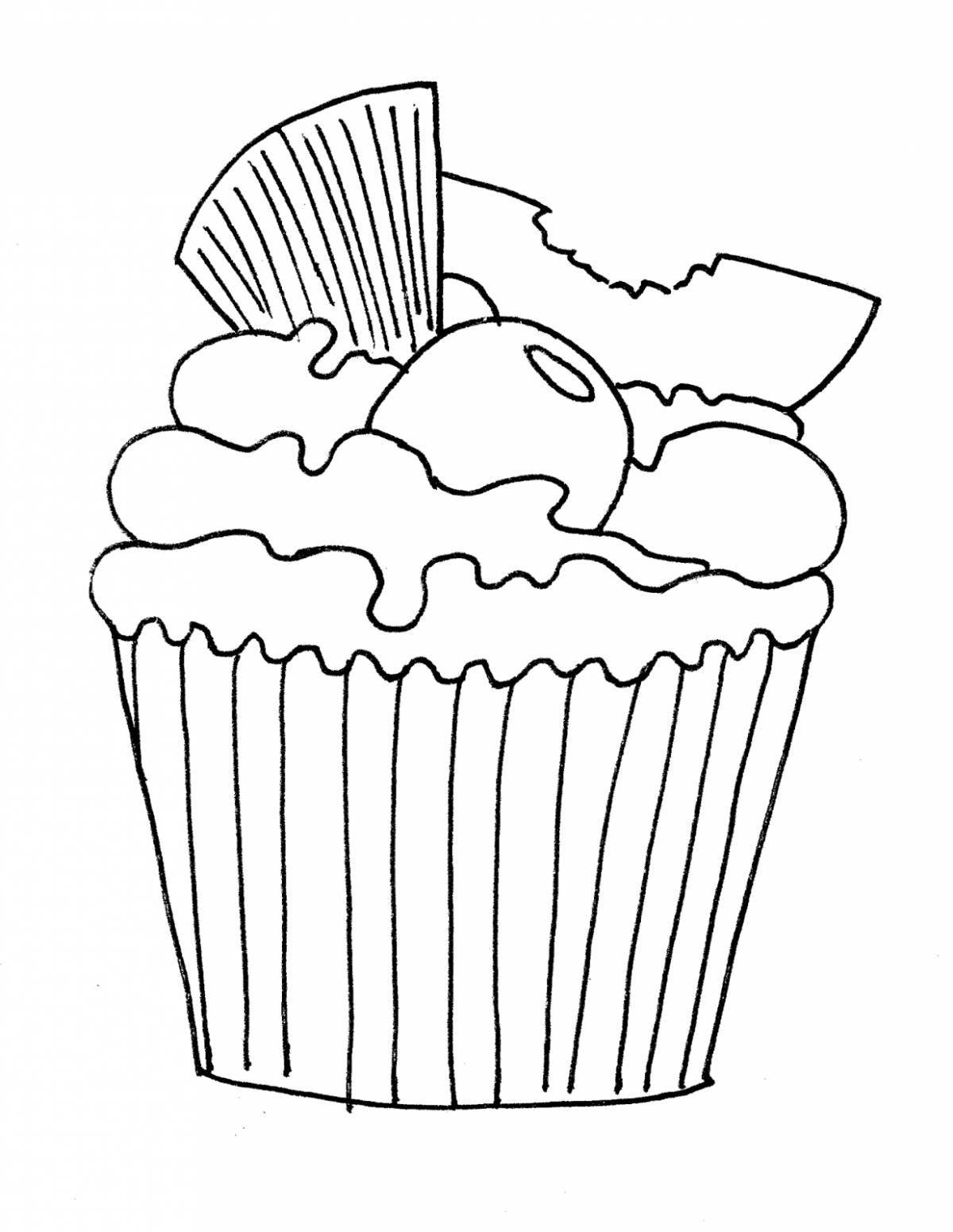 Fancy cupcake coloring pages for kids