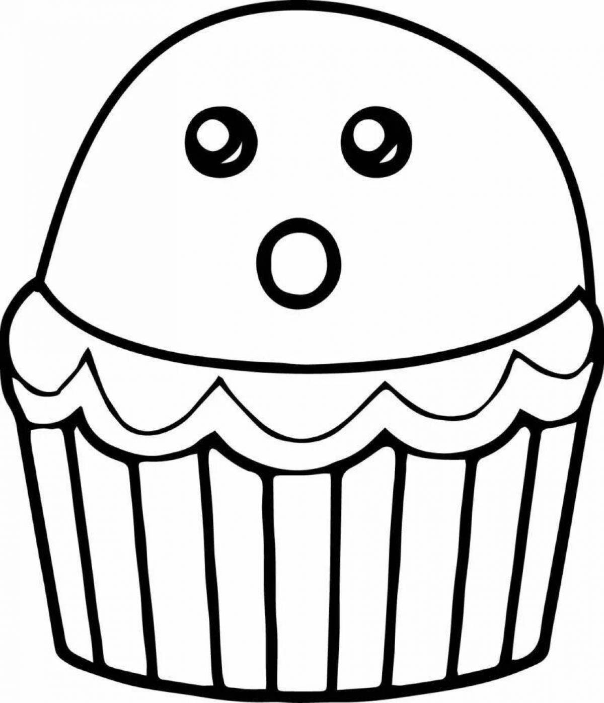 Playful cupcake coloring page for kids