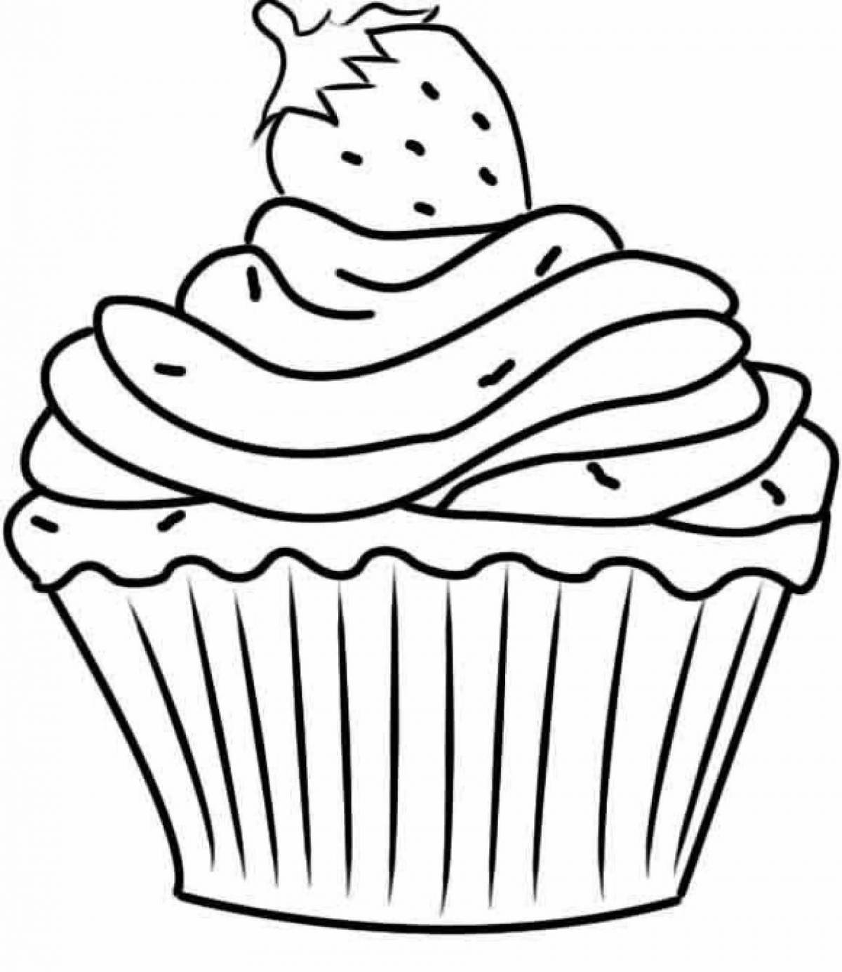 Color-frenzy cupcake coloring page for kids