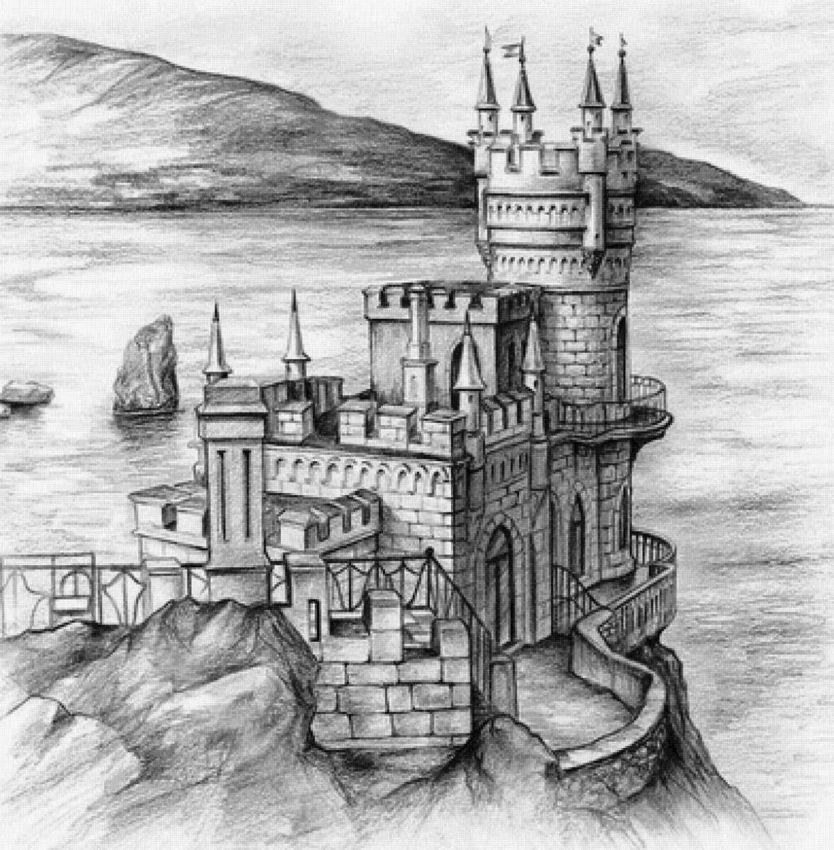 Adorable Crimean Swallow's Nest Coloring Page