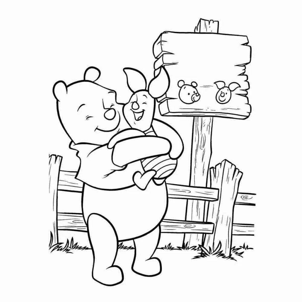 Adorable pig and winnipoo coloring book