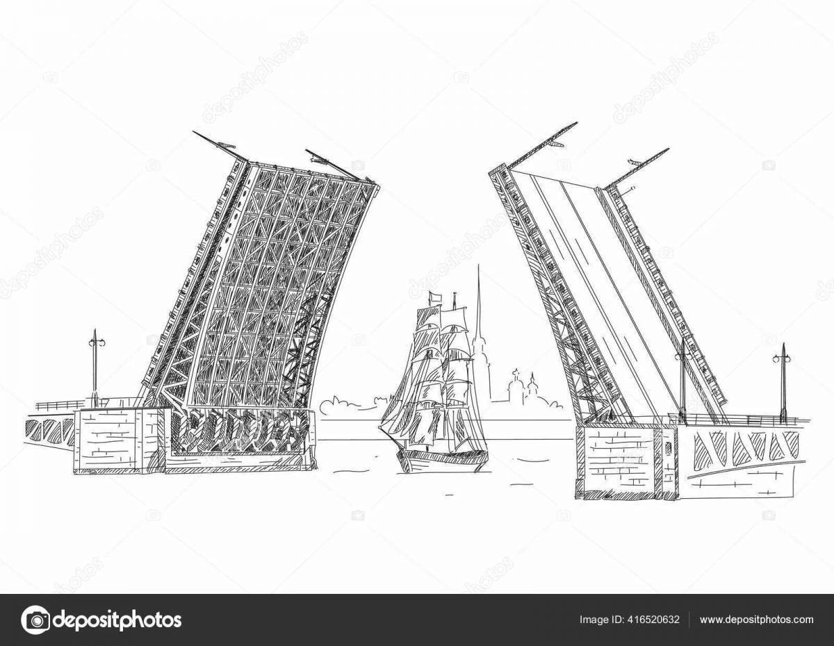 Дворцовый мост в Санкт-Петербурге рисунок