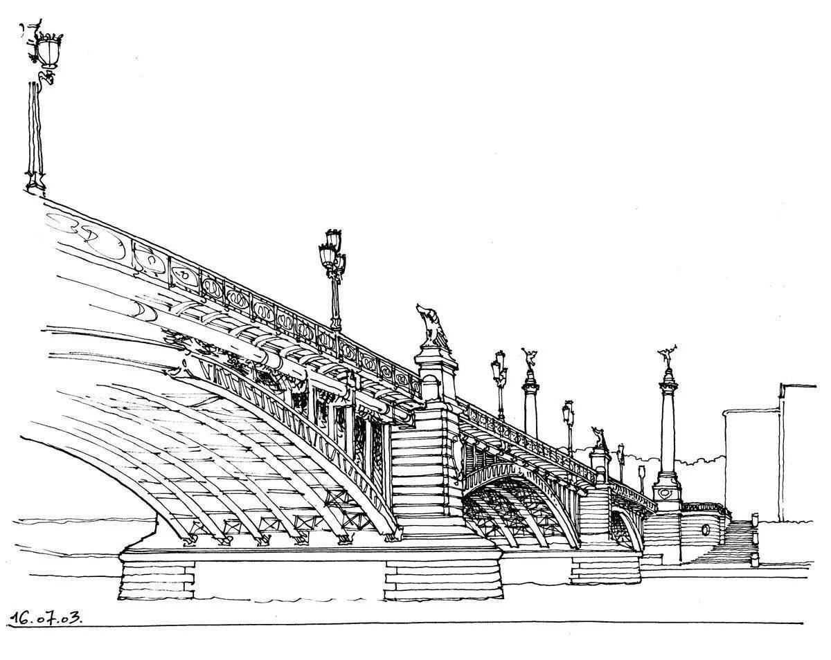 Мост Александра 3 Париж чертёж