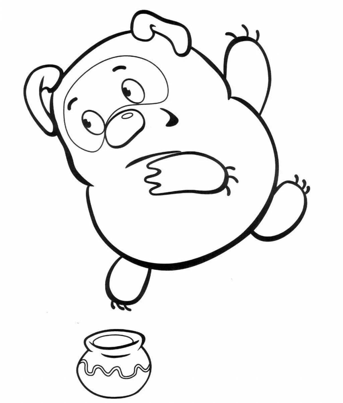 Coloring page playful pig and winnipoo