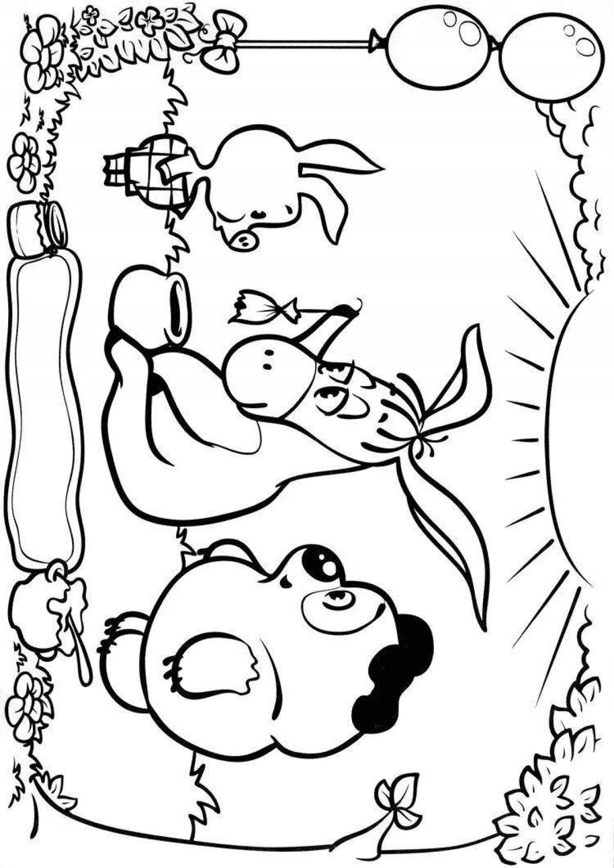 Coloring page charming Piglet and winnipoo