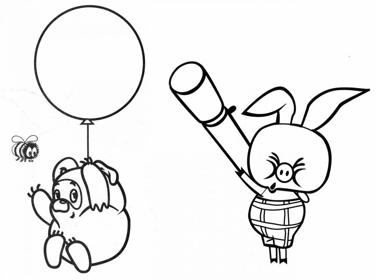 Coloring page gorgeous pig and winnipoo