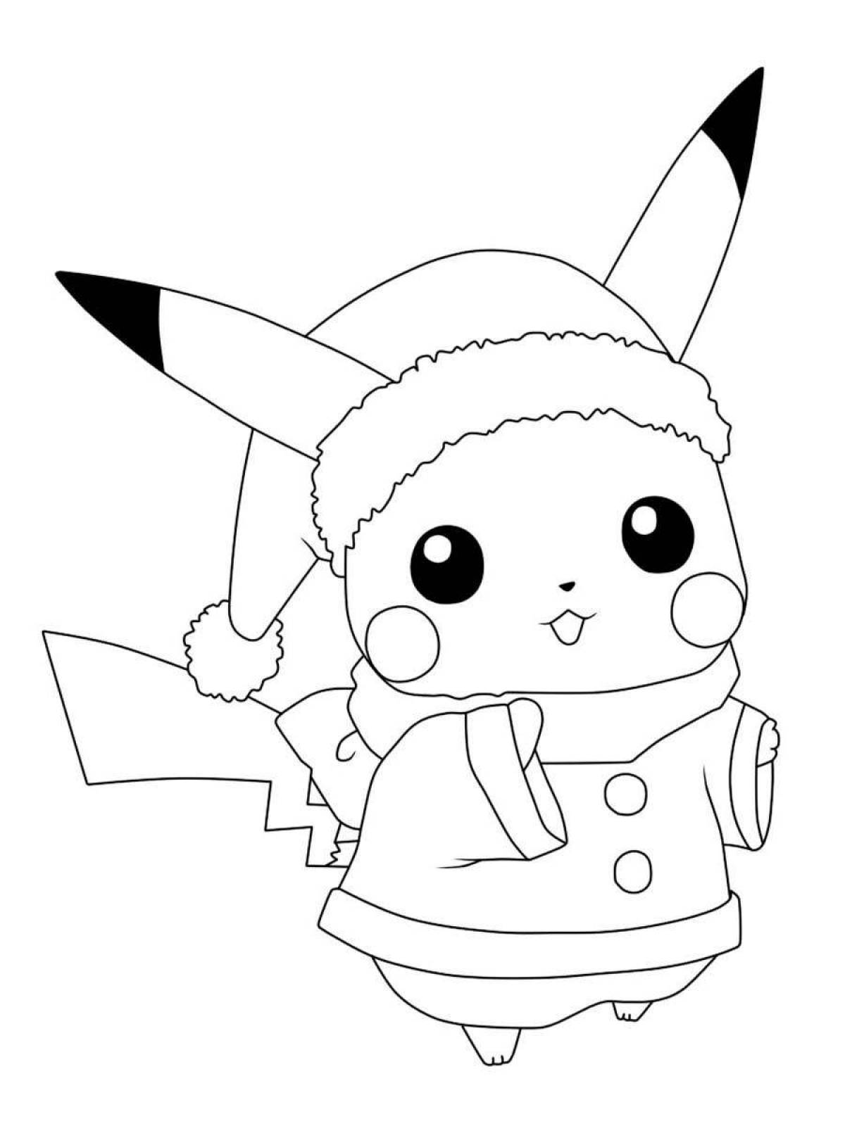 Rampant Pikachu Christmas coloring book