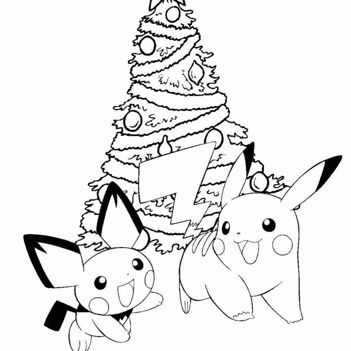 Dazzling Pikachu Christmas coloring book