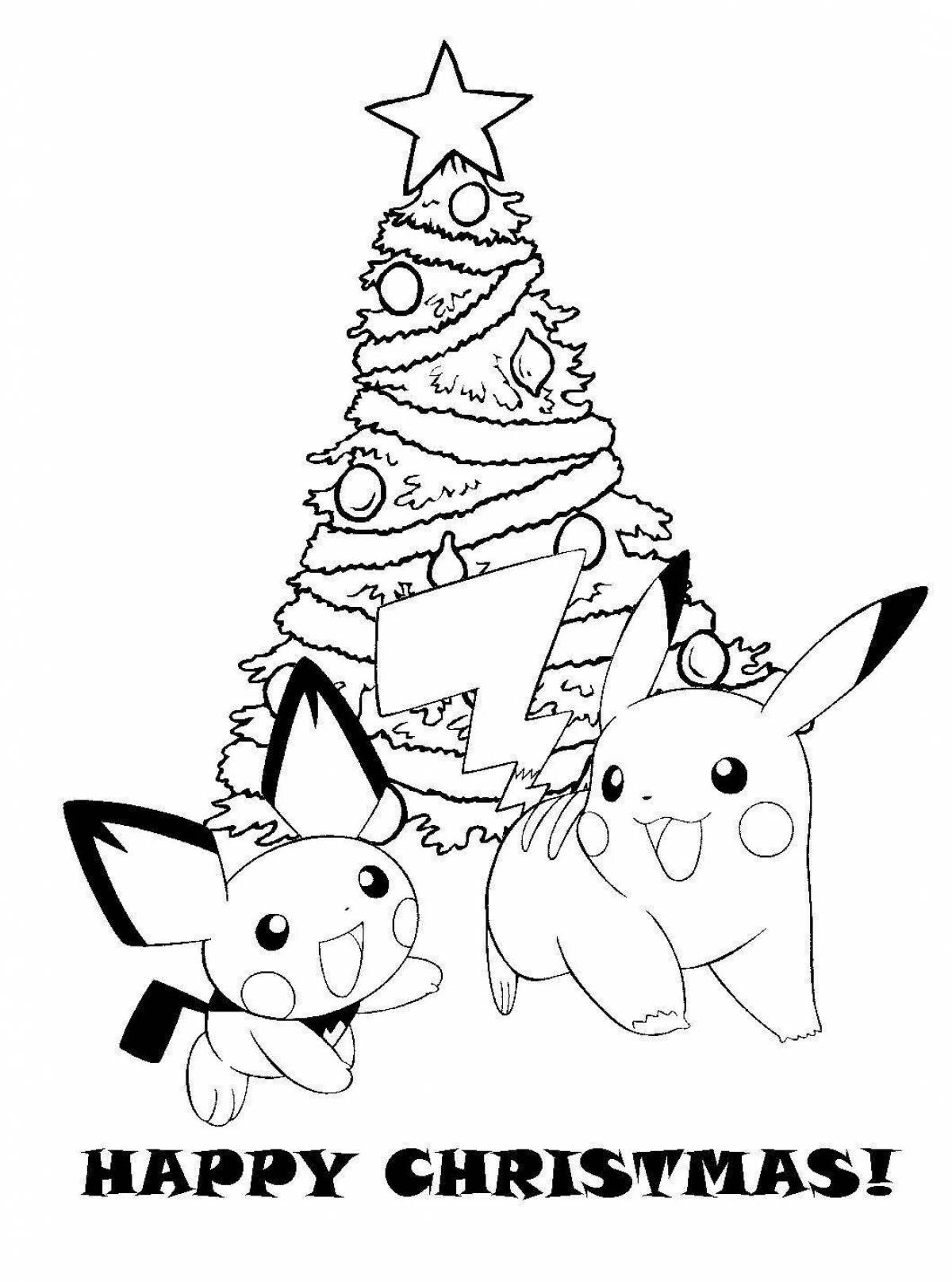 Glamourous Pikachu Christmas coloring book
