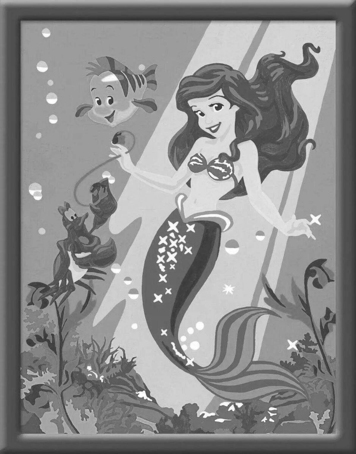 Charming little mermaid coloring by numbers