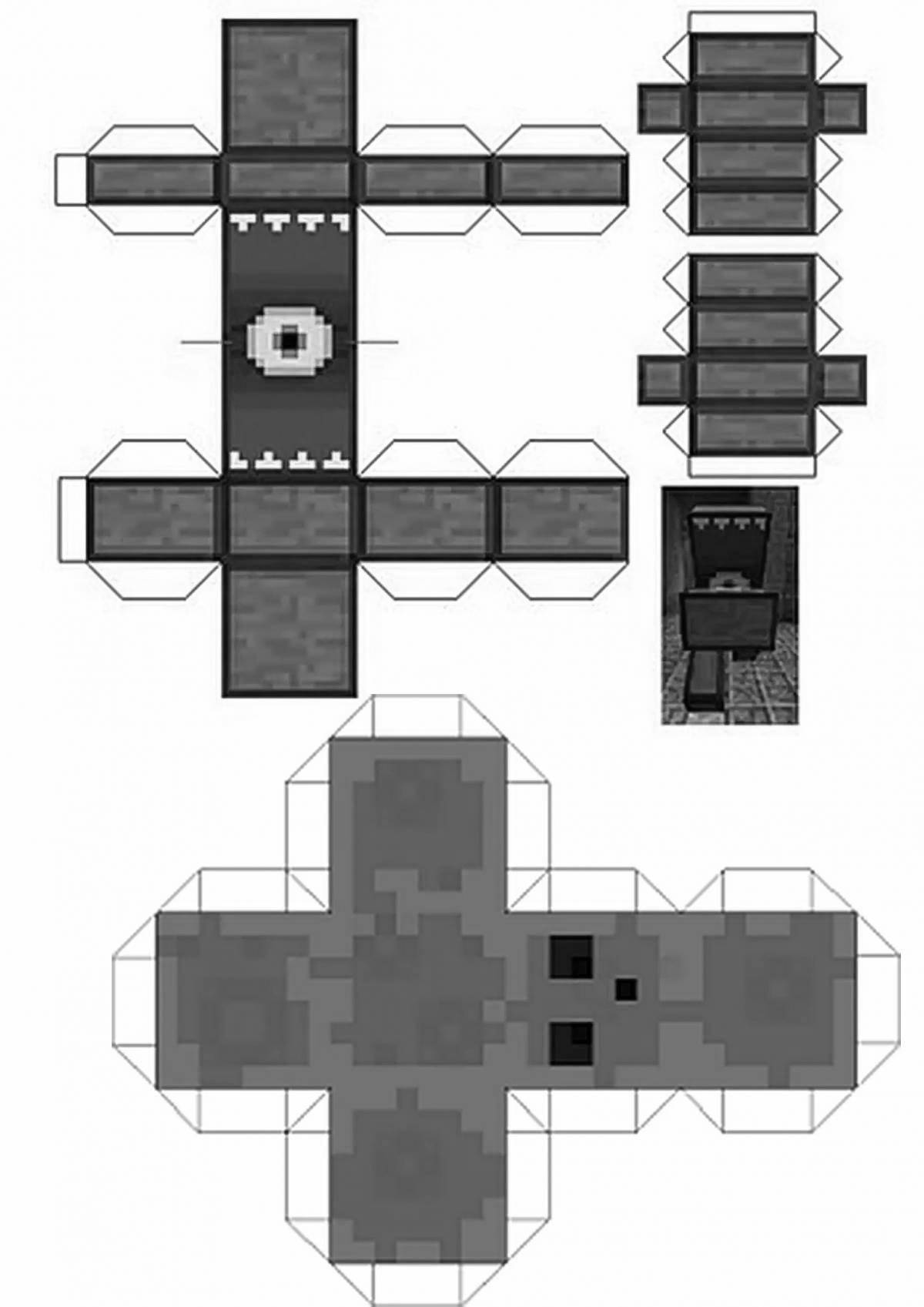 Bright coloring paper craft minecraft