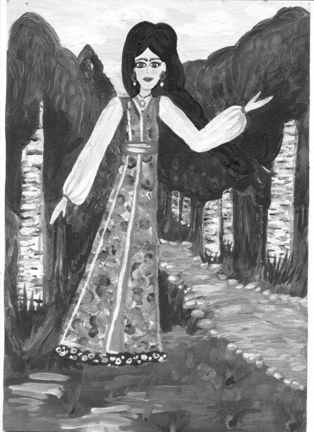 Large coloring page hostess of the Bazhov copper mountain