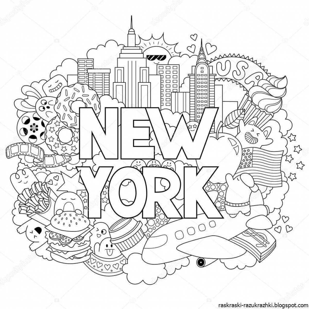 Coloring book joyful anti-stress city