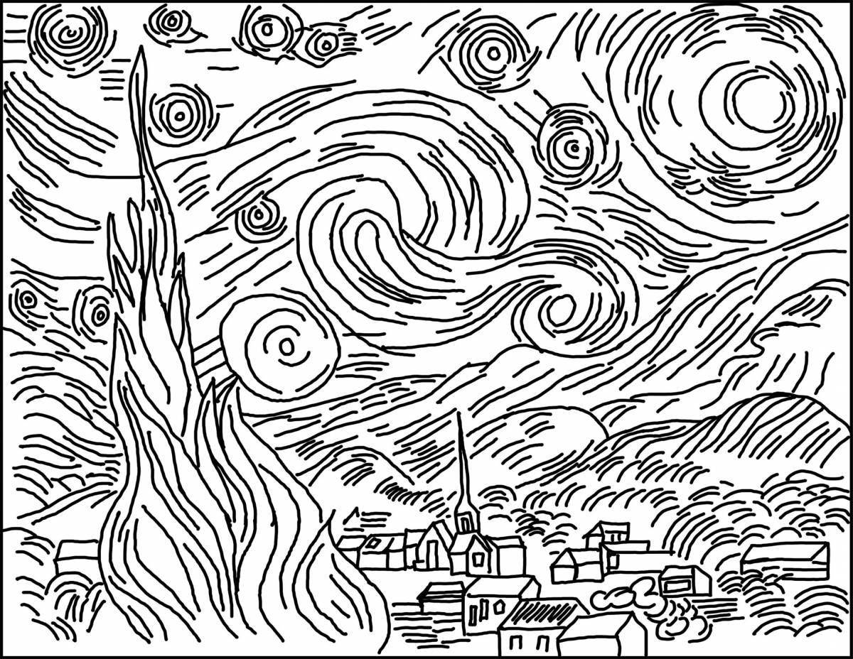 Van Gogh's majestic starry night coloring book