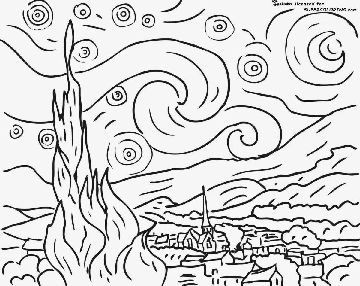 Van gogh's magnificent starry night coloring book