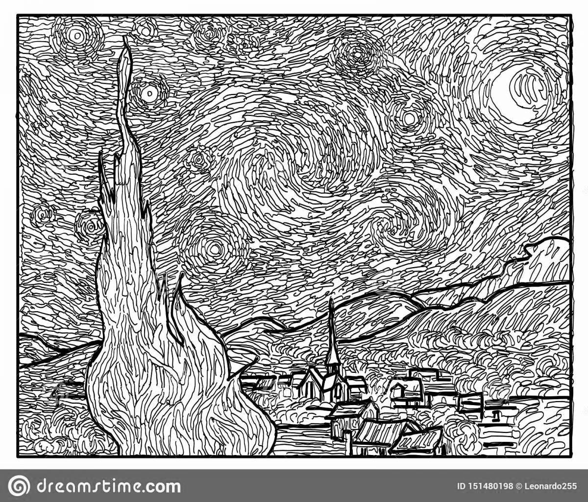 Captivating starry night van gogh coloring book