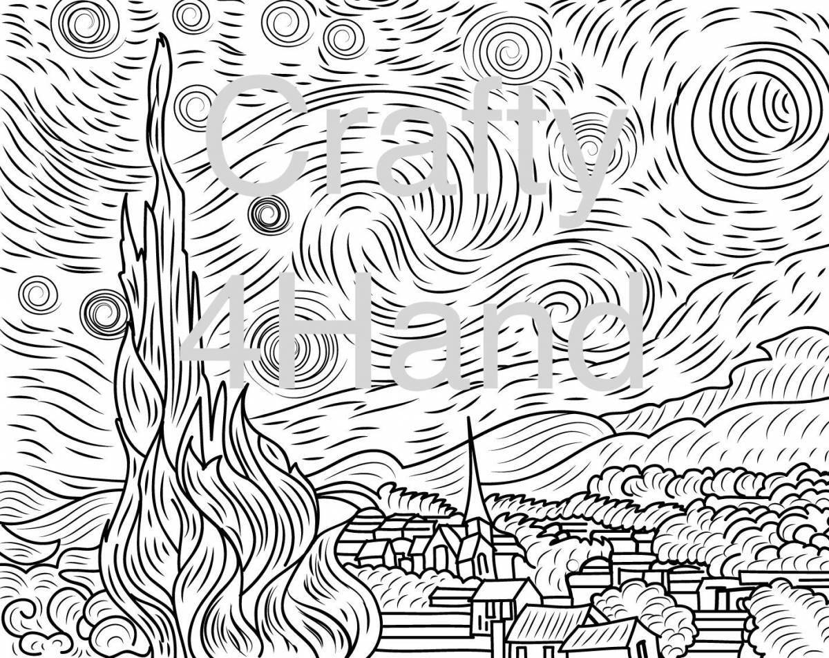 Dazzling starry night van gogh coloring book