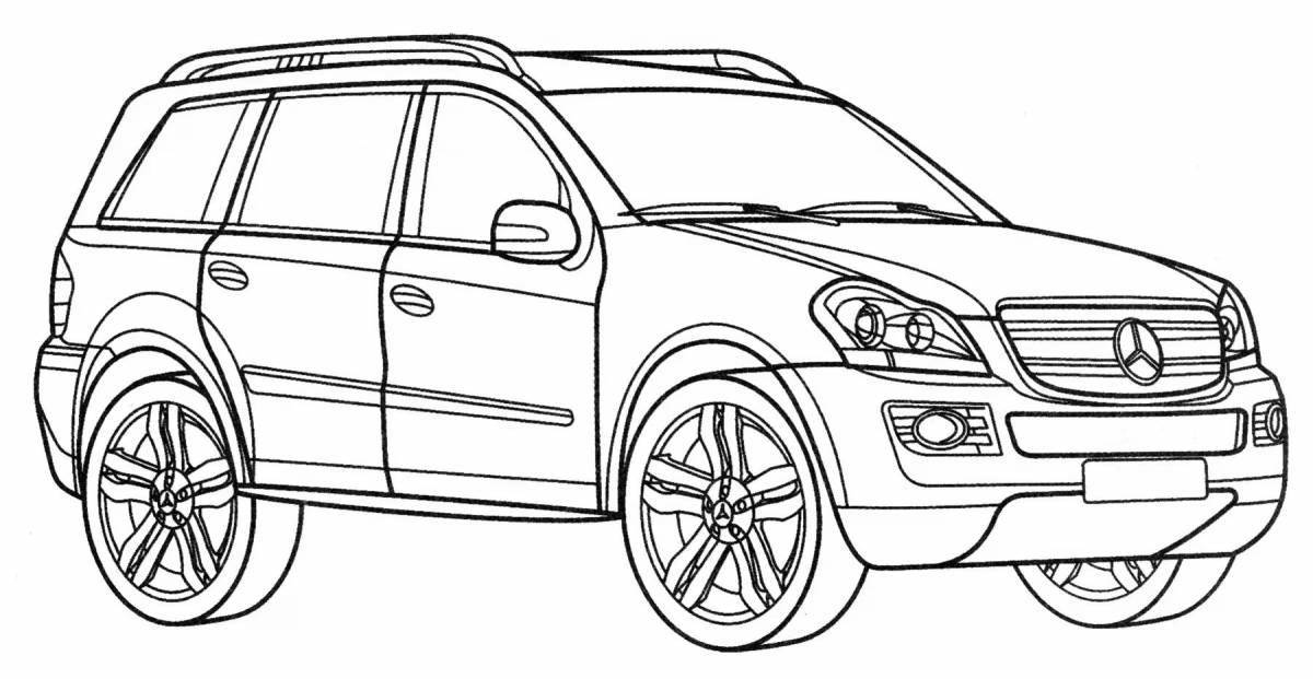 Cute Mercedes car coloring page for kids