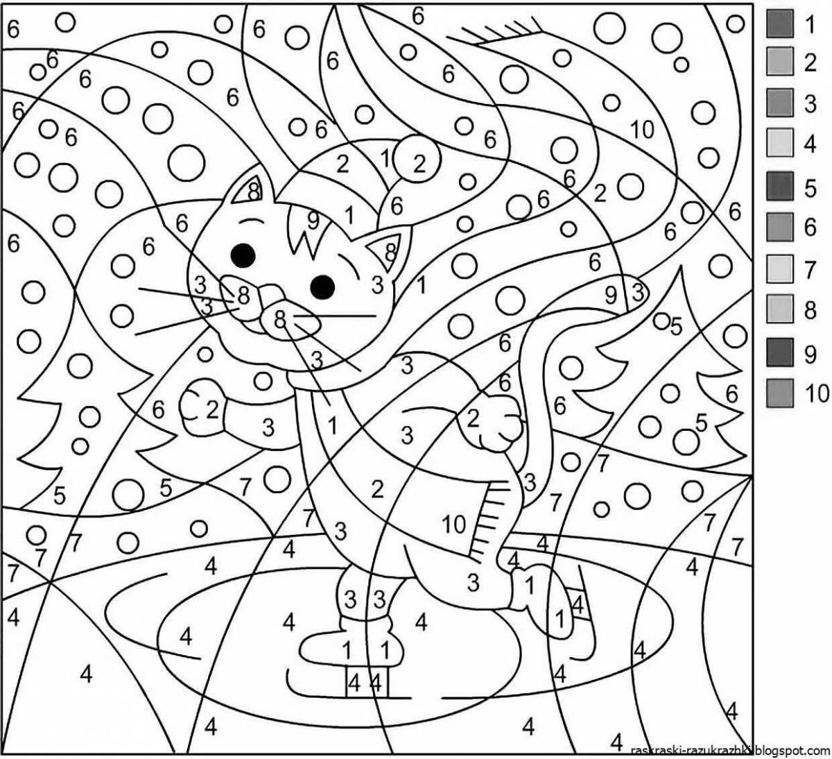 Colorful coloring page 7 years old by numbers