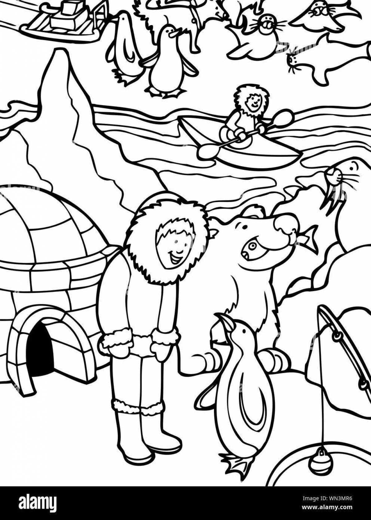 Blooming coloring book for children of the north